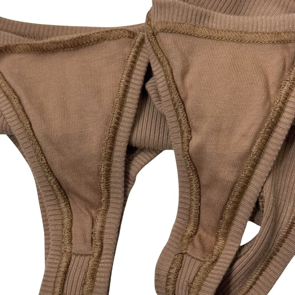 SKIMS Soft Lounge Rib Dipped Thong Team USA Lot of 2 Sienna Large‎